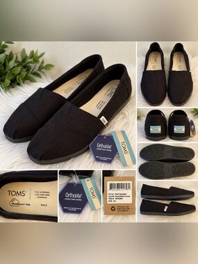 TOMS Alpargata Women’s Size 9.5 Black Canvas Slip-On Shoes NWT